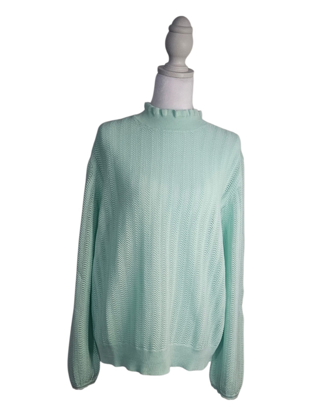 J. Crew Mint Ribbed Mock Neck Sweater 100% Cotton size XL - Picture 3 of 8